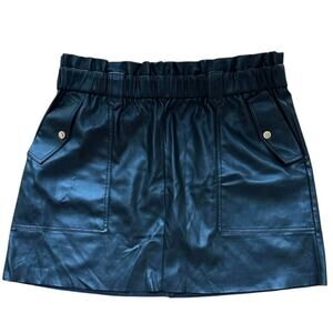 Marc New York Black Faux Leather XL Elastic Waist NWT Mini Skirt